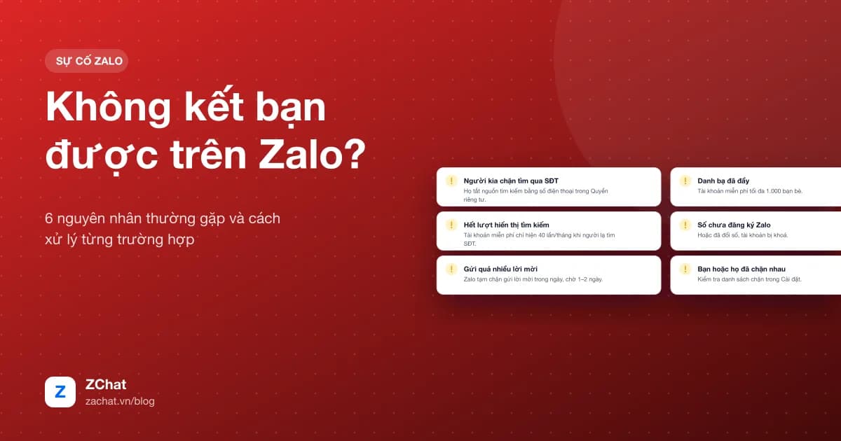 Sáu nguyên nhân khiến không kết bạn được trên Zalo