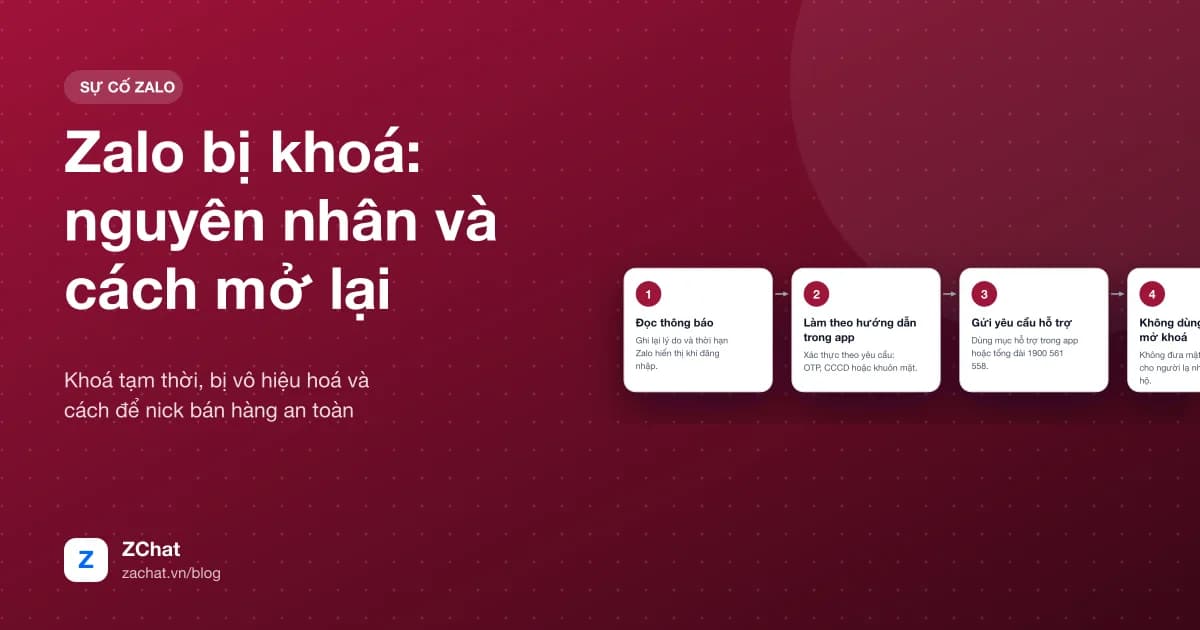 Bốn bước xử lý khi tài khoản Zalo bị khoá
